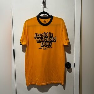 Yellow Graphic Ringer Tee with Black Trim